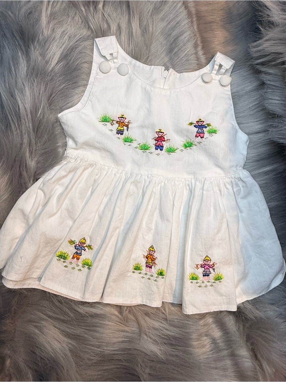 Vintage white cotton baby girl dress